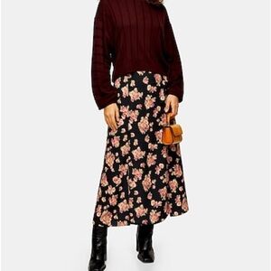 Topshop floral maxi skirt with double front slits